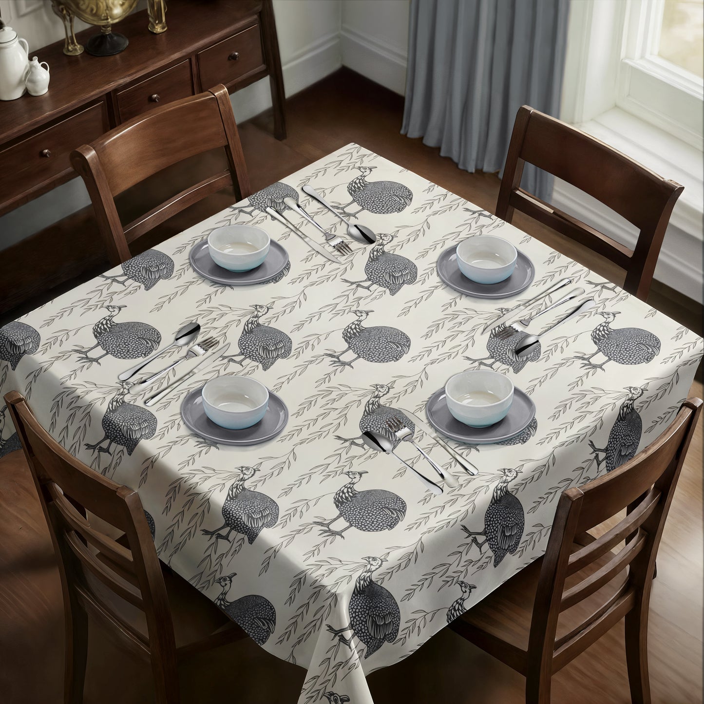 Guinea Fowl Square Tablecloth