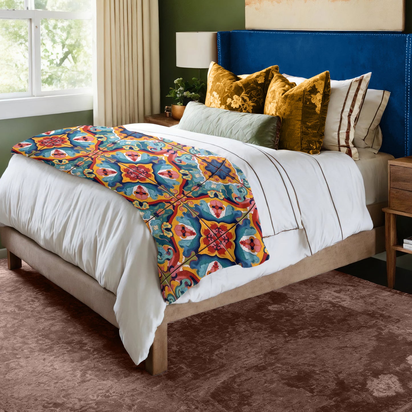 Gypsy Garden Tiles Bed Throw