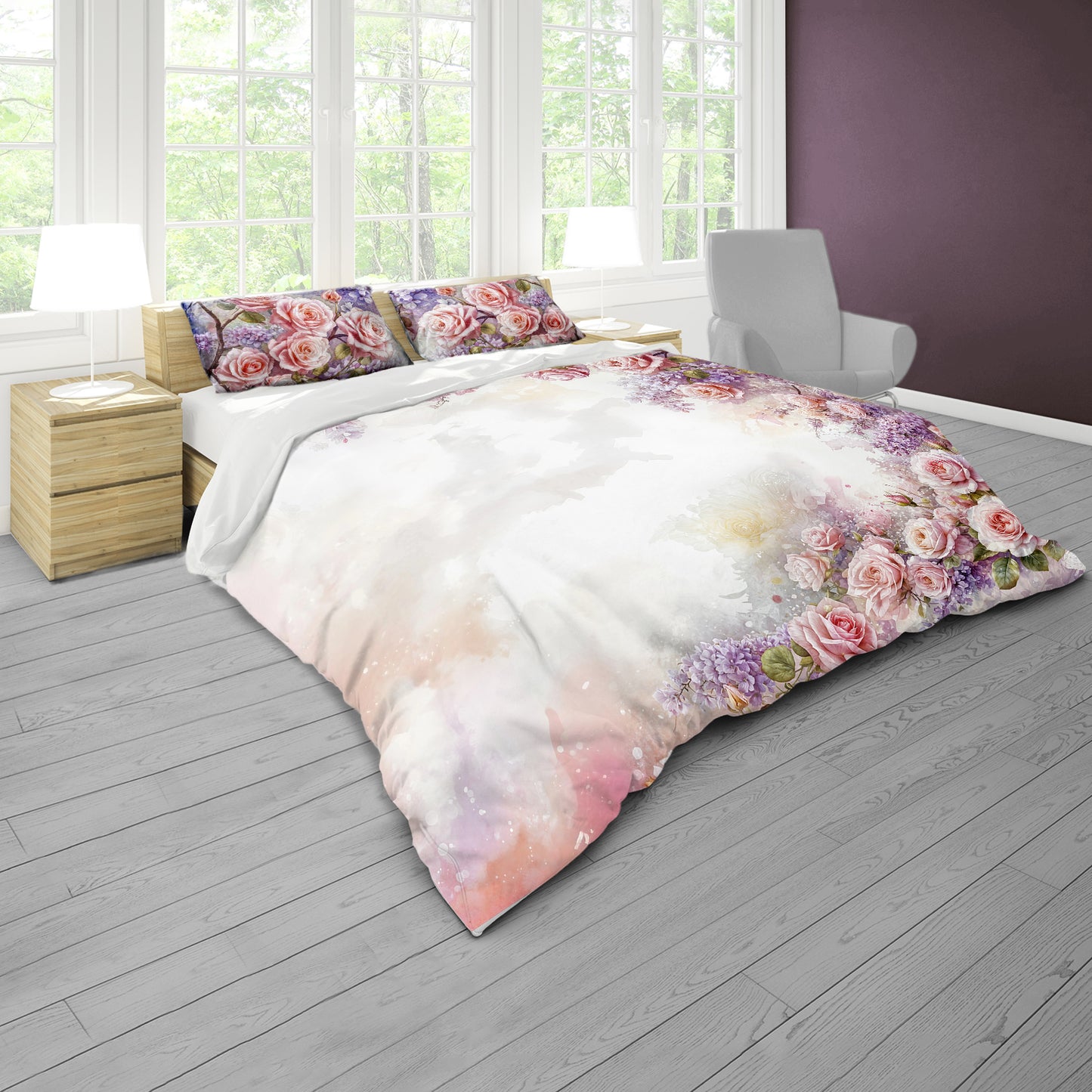 Hanging Pink Roses Duvet Cover Set