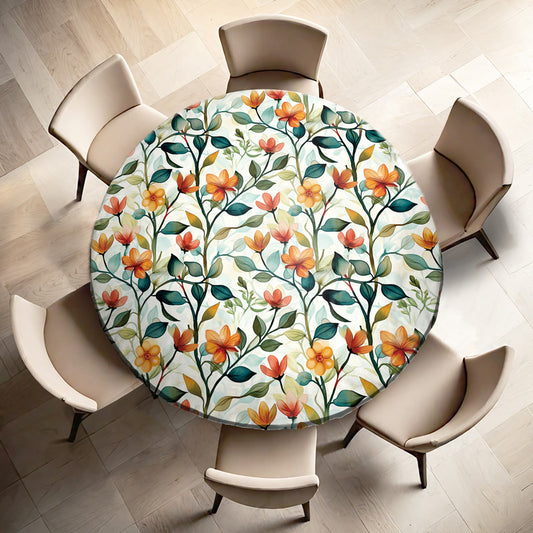 Happy Flowers Round Tablecloth