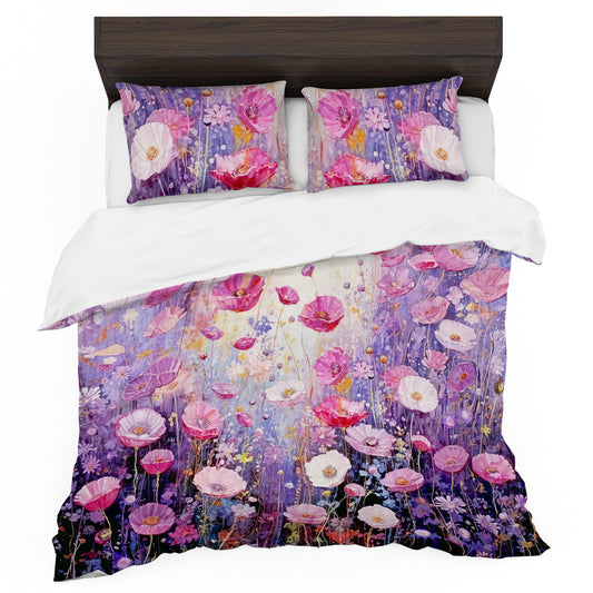 Happy Purple Flowers Duvet Cover Set