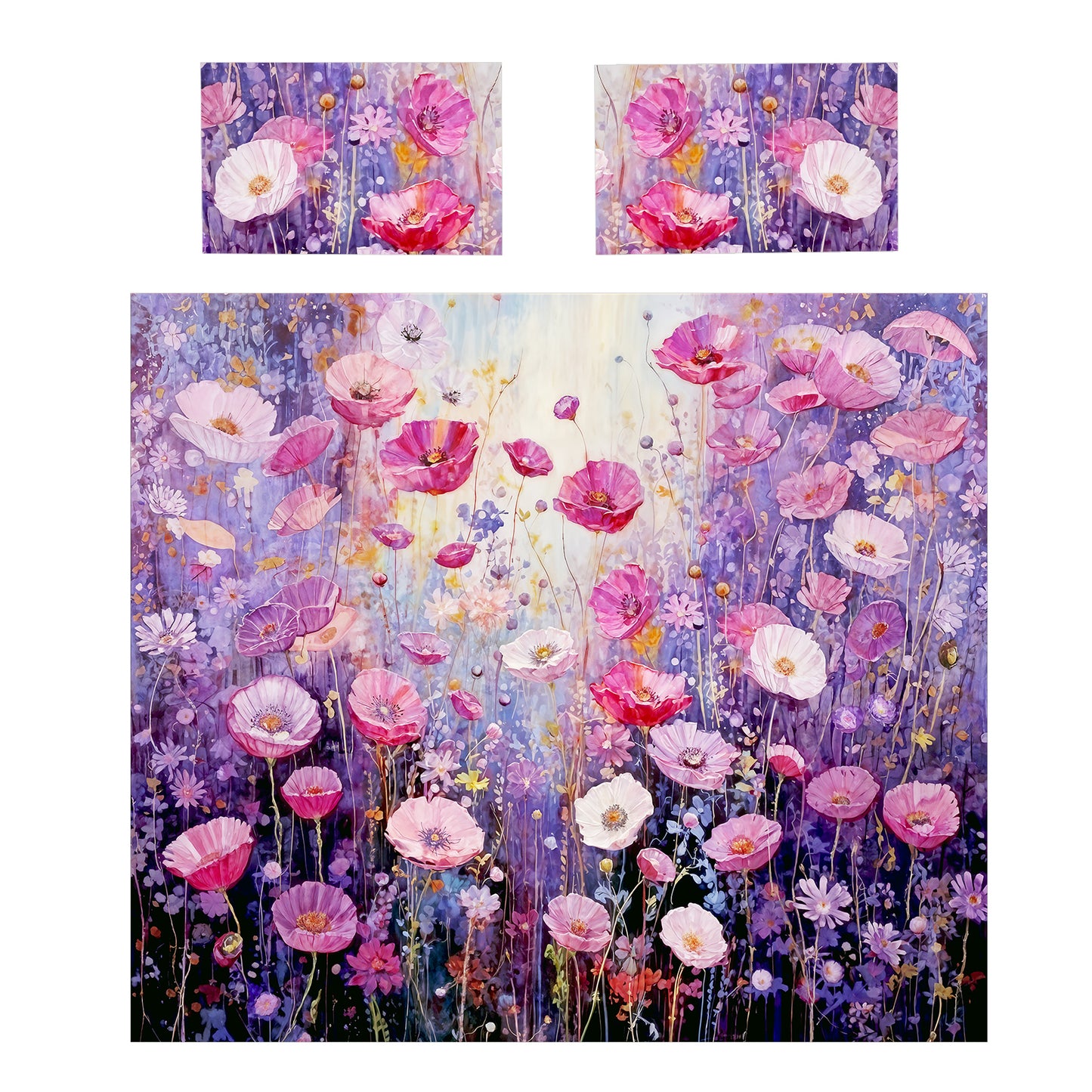 Happy Purple Flowers Duvet Cover Set