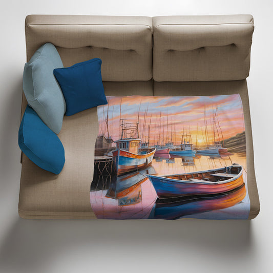Harbour At Dawn Light Weight Fleece Blanket by Nathan Pieterse