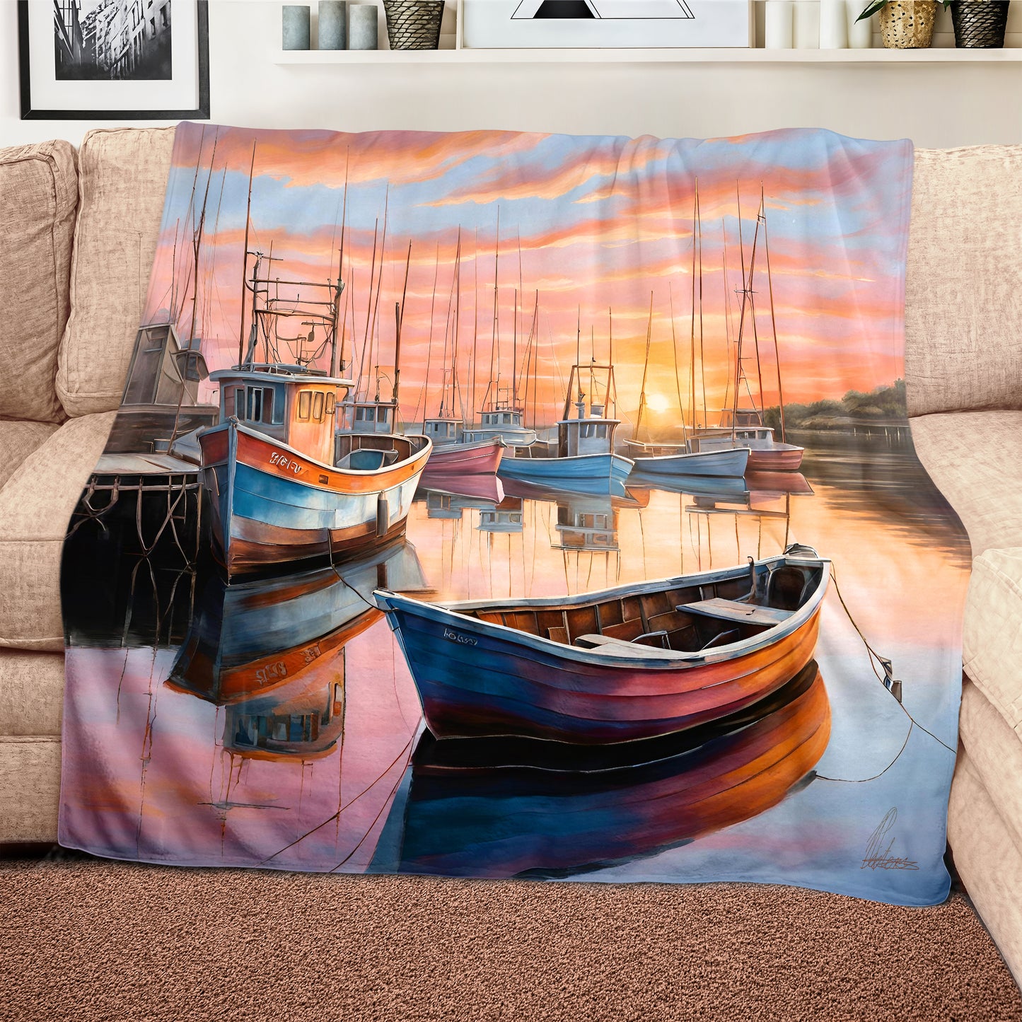 Harbour At Dawn Light Weight Fleece Blanket by Nathan Pieterse