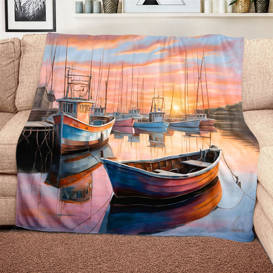 Harbour At Dawn Light Weight Fleece Blanket by Nathan Pieterse