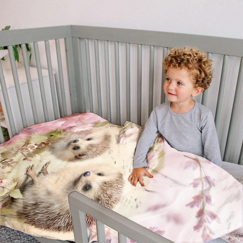 Hedgehog Soft Pink Cot Set