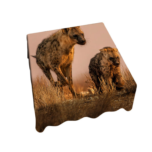Female Hyena with Cub Square Tablecloth By Fanie Heymans