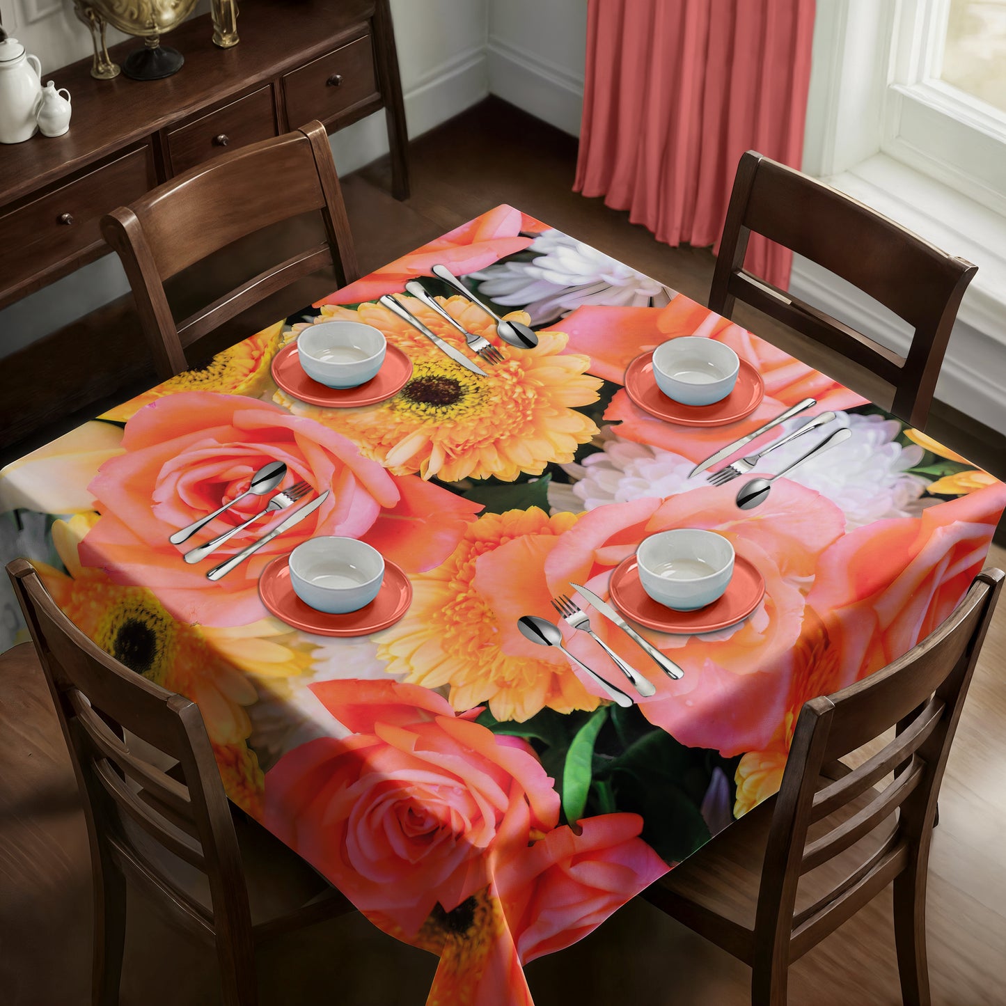High Tea Roses Square Tablecloth
