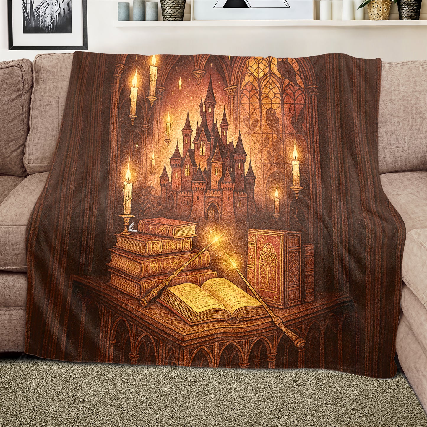 Hogwarts Library Dreams Light Weight Fleece Blanket by Nathan Pieterse