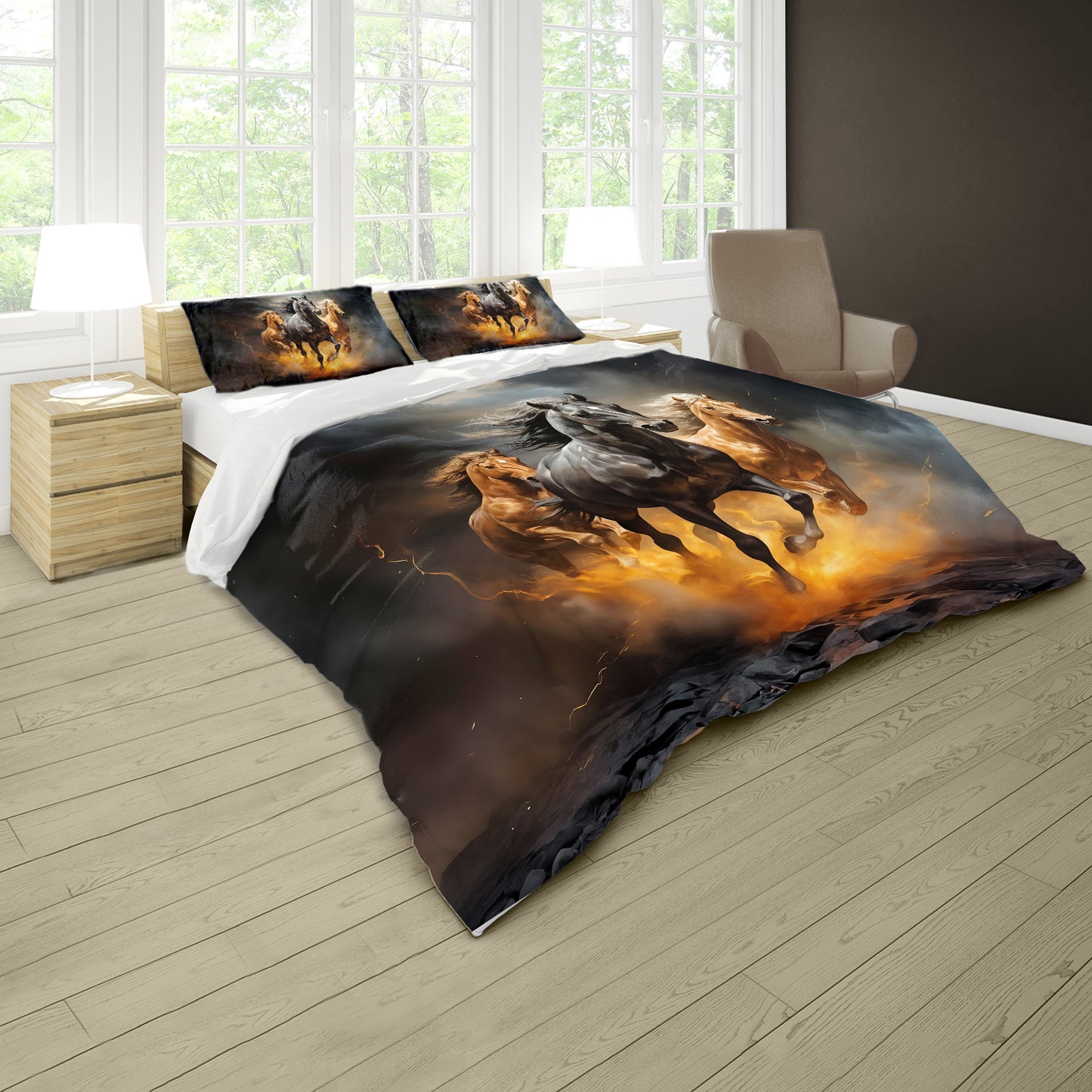 Horse Freedom Flame Duvet Cover Set