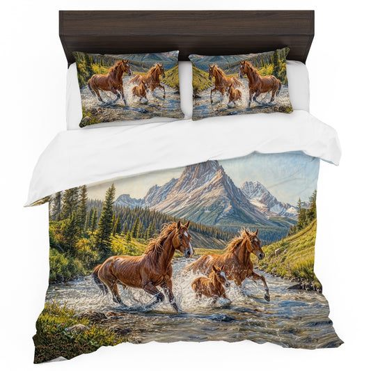 Horses in the water Duvet Cover Set