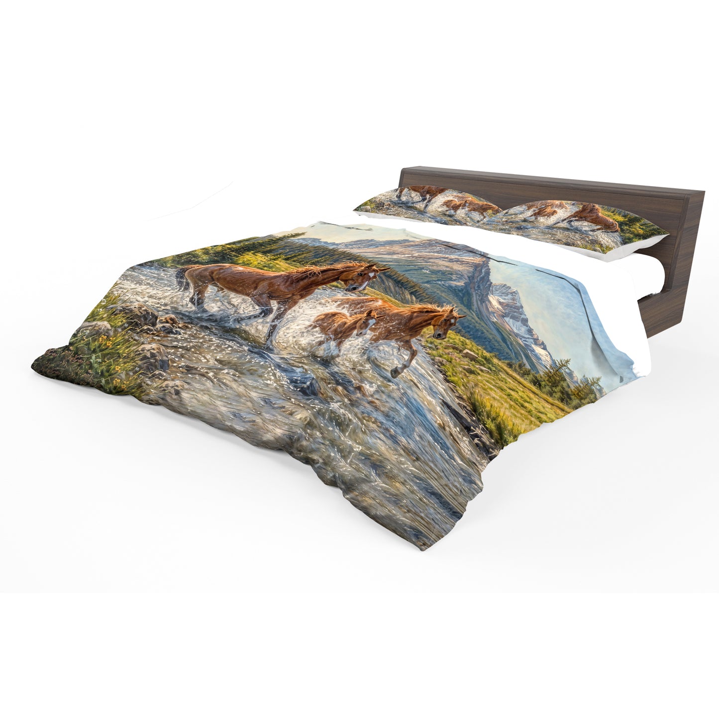 Horses in the water Duvet Cover Set
