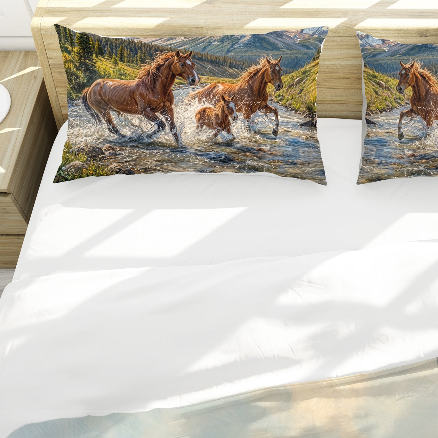 Horses in the water Duvet Cover Set