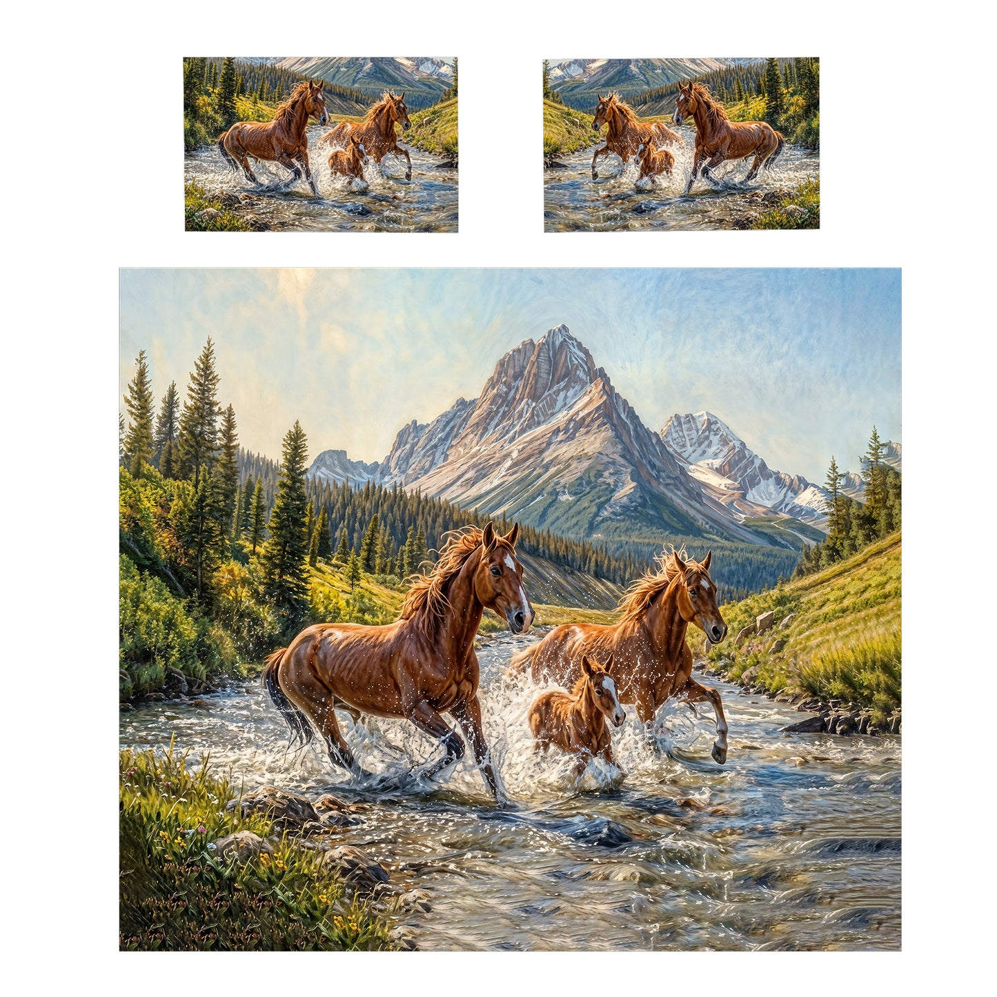 Horses in the water Duvet Cover Set