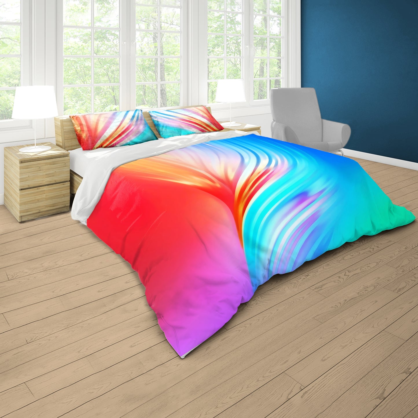 Hues of Flower Duvet Cover Set