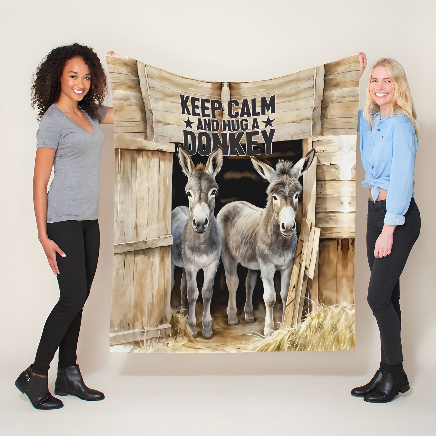 Hug A Donkey Light Weight Fleece Blanket