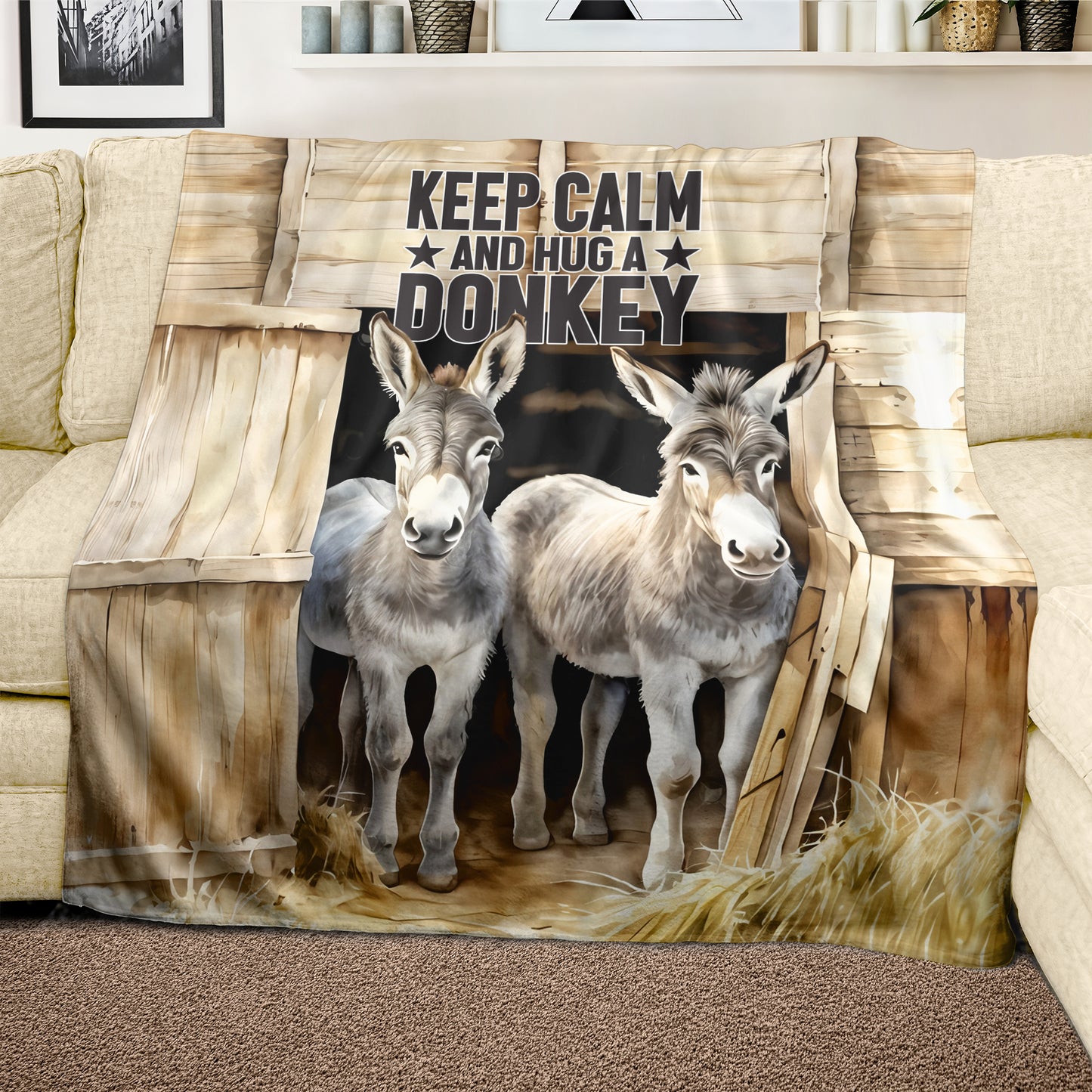 Hug A Donkey Light Weight Fleece Blanket