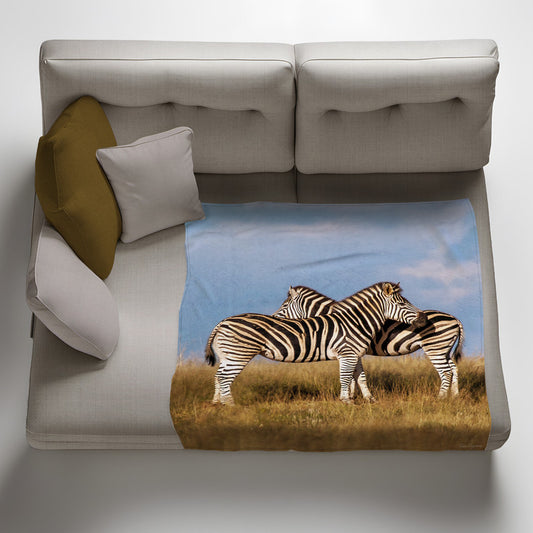 Hugging Zebras Light Weigt Fleece Blanket By Fanie Heymans