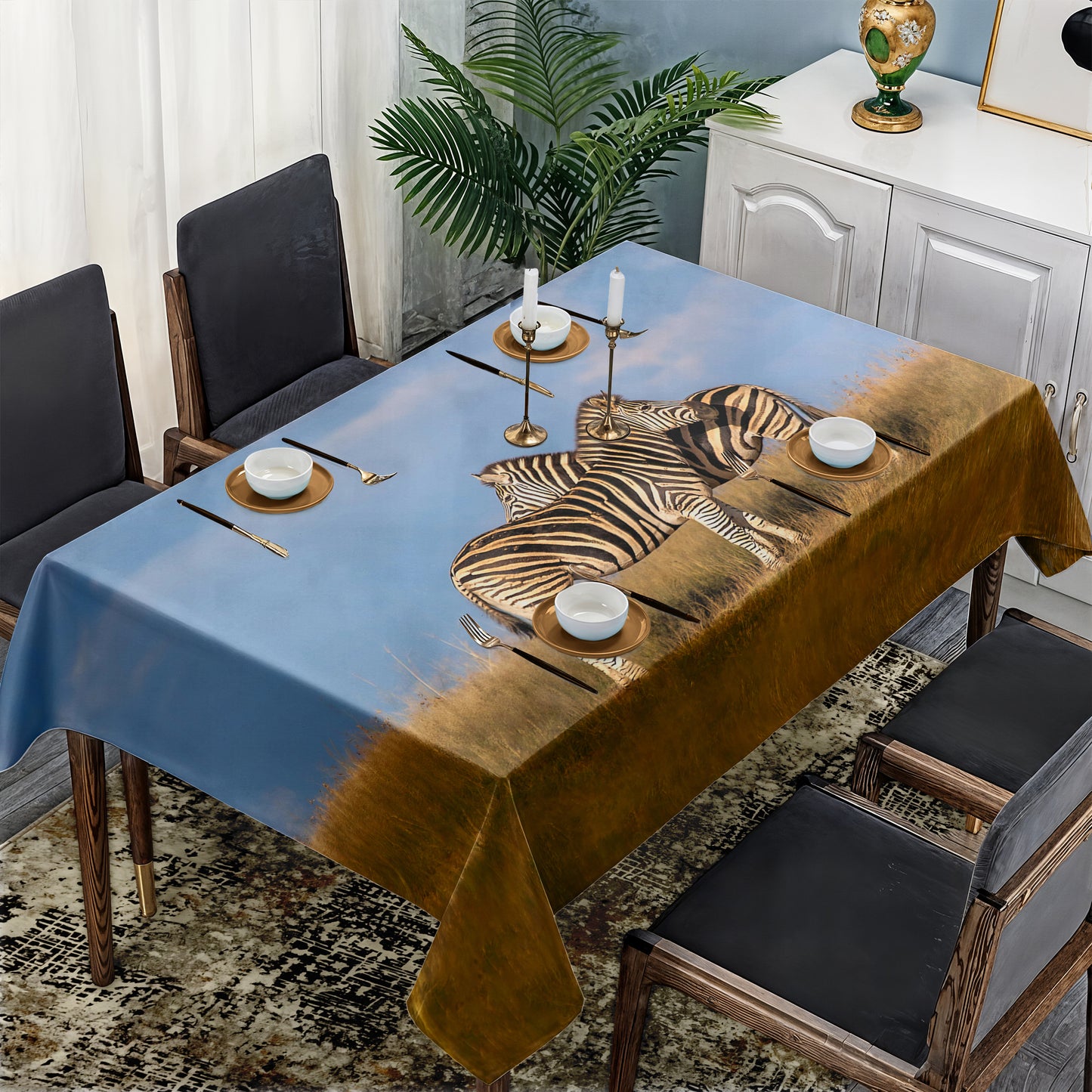 Hugging Zebras By Fanie Heymans Rectangle Tablecloth