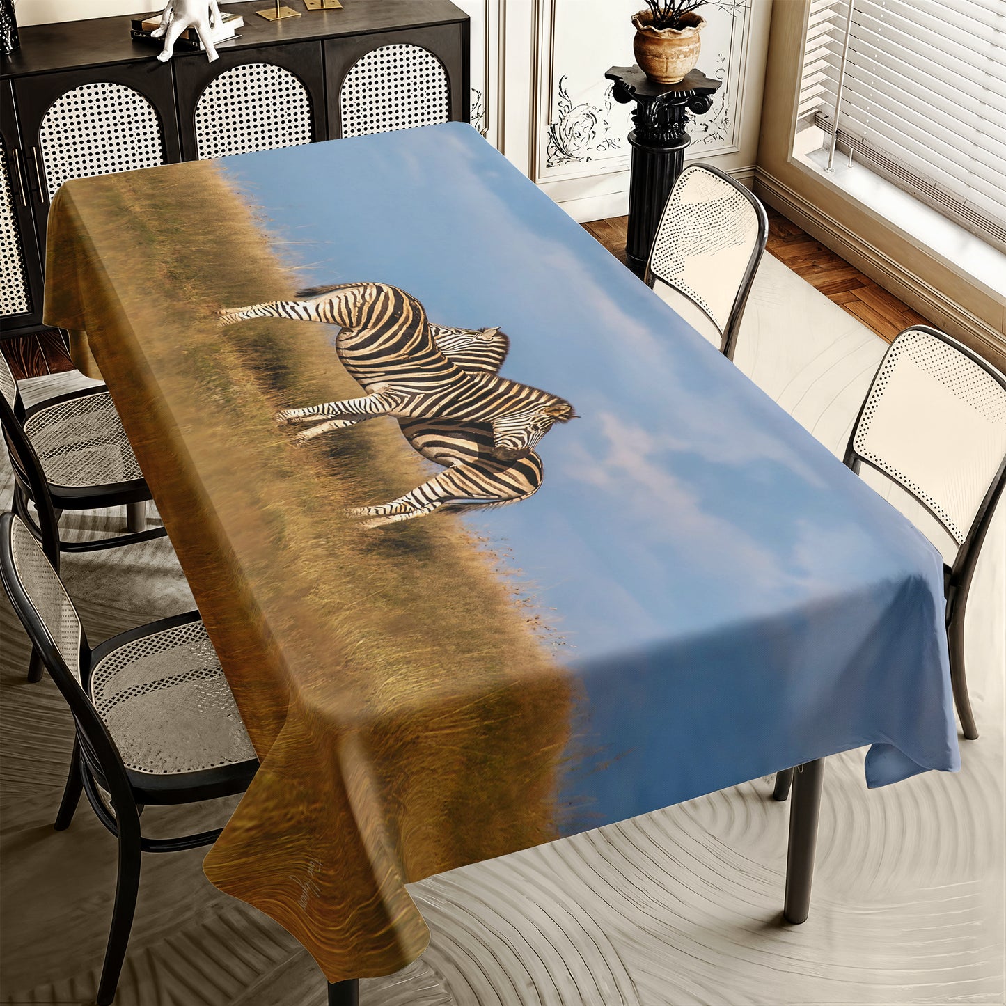 Hugging Zebras By Fanie Heymans Rectangle Tablecloth