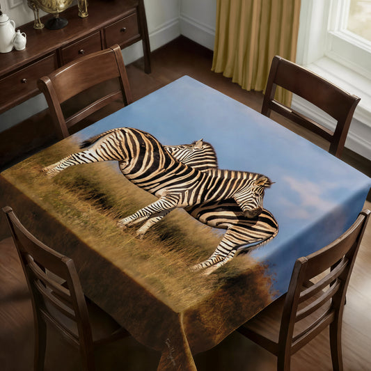 Hugging Zebras Square Tablecloth By Fanie Heymans