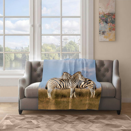 Hugging Zebras Light Weigt Fleece Blanket By Fanie Heymans