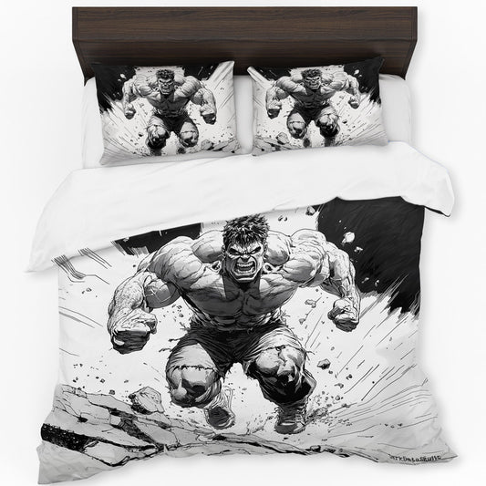 Hulk Smash Black White Duvet Cover Set by Wikus Schalkwyk