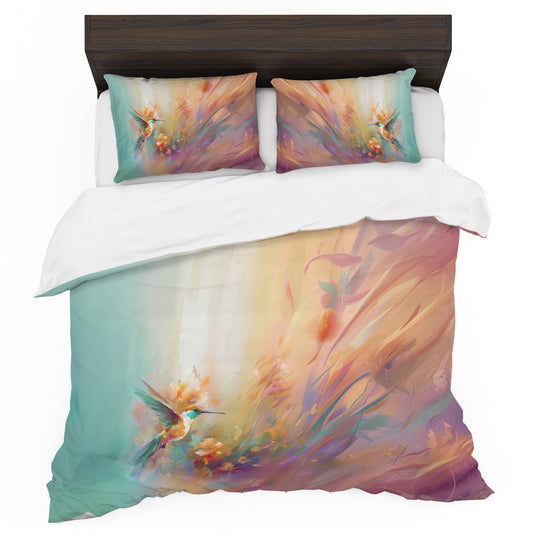 Hummingbird Against the Wind Duvet Cover Set