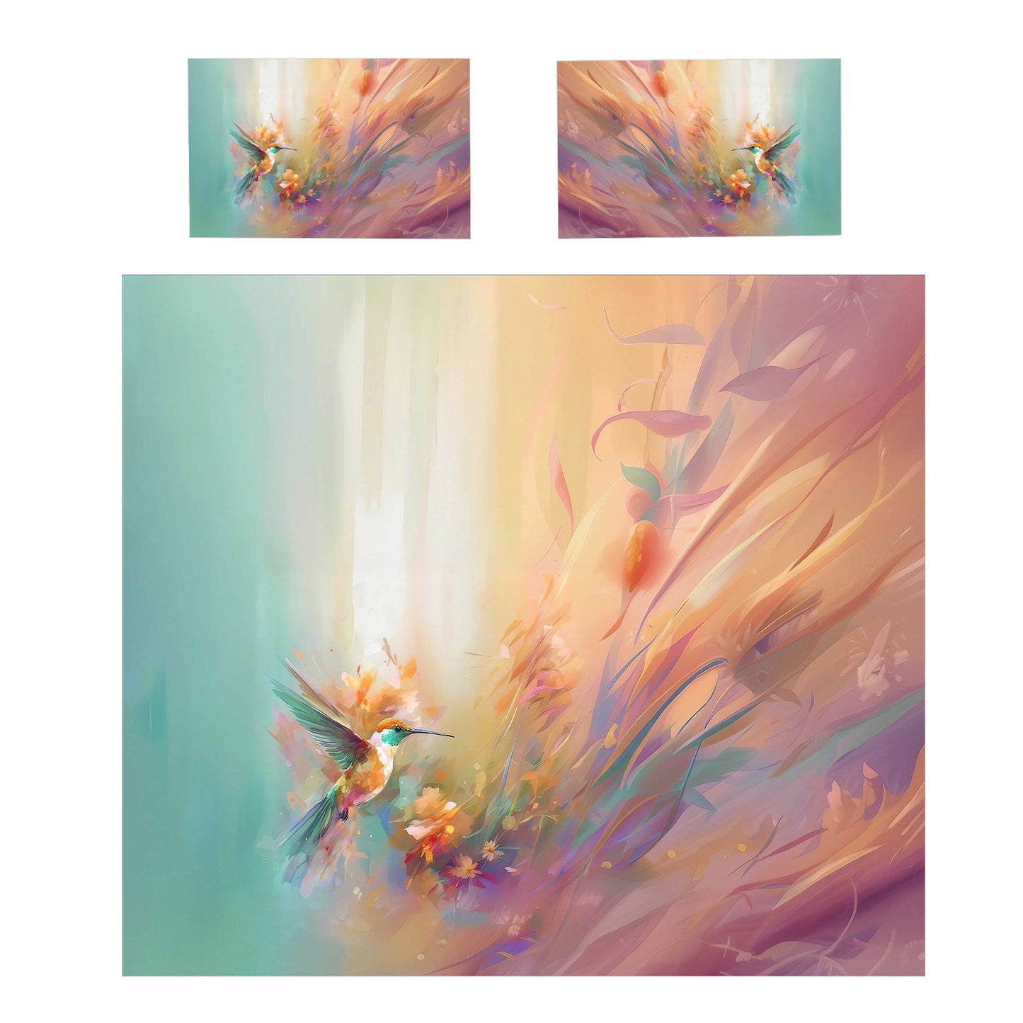Hummingbird Against the Wind Duvet Cover Set