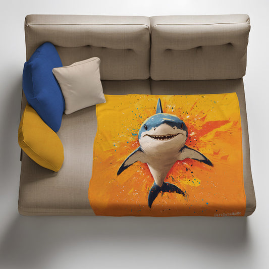 Hungry Shark Light Weight Fleece Blanket by Wikus Schalkwyk