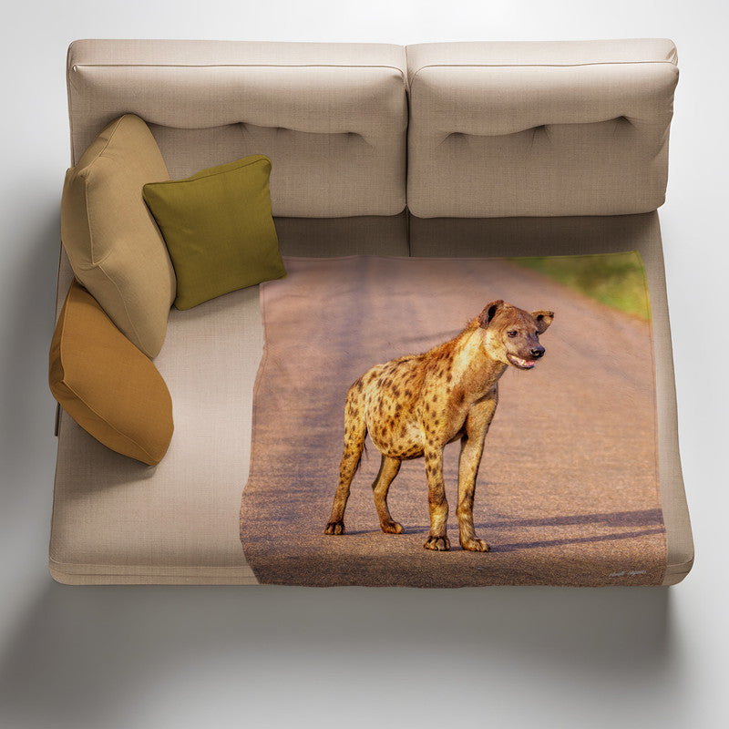 Hyena Mom Light Weight Fleece Blanket by Annette Heymans