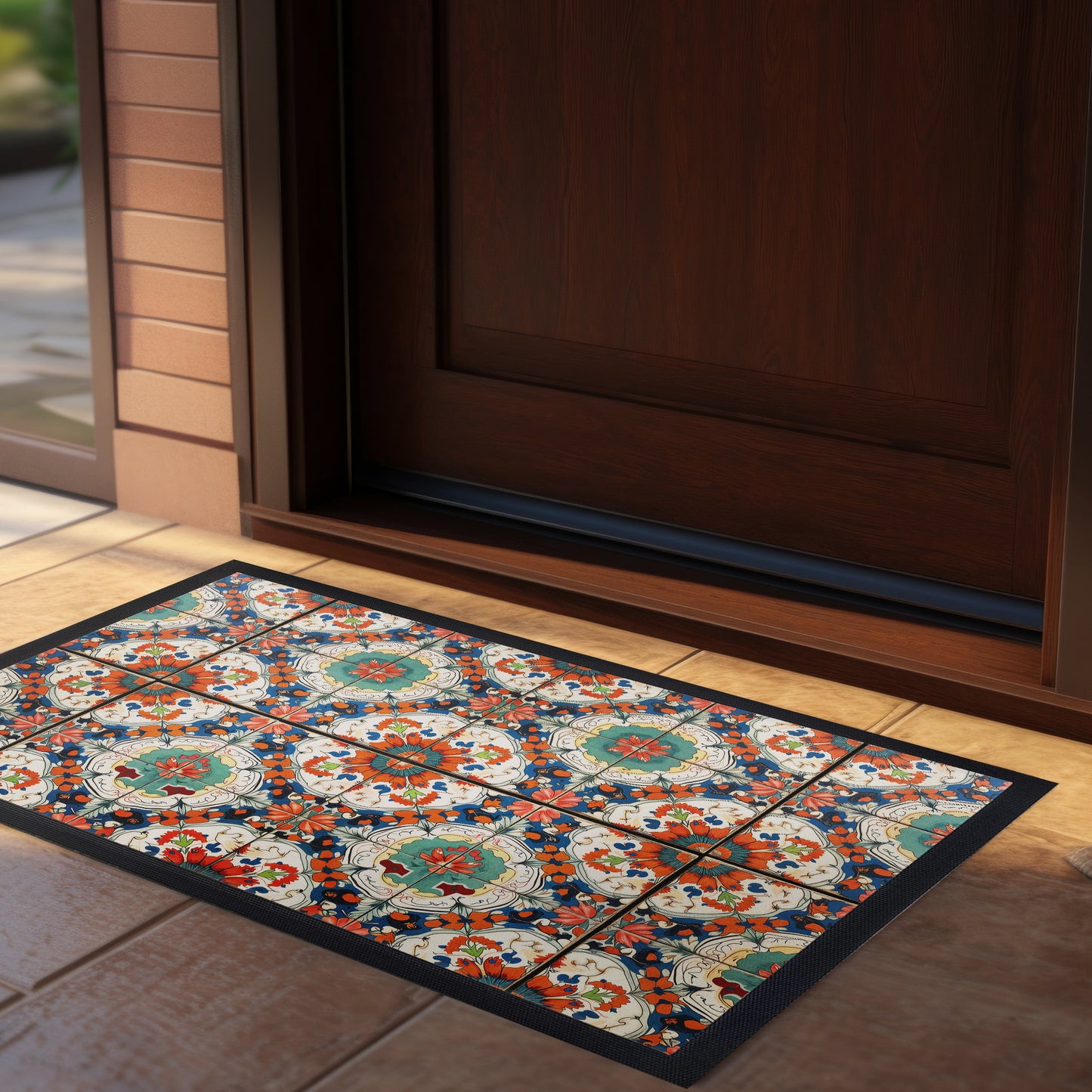 Hypnotic Flower Tiles Door Mat