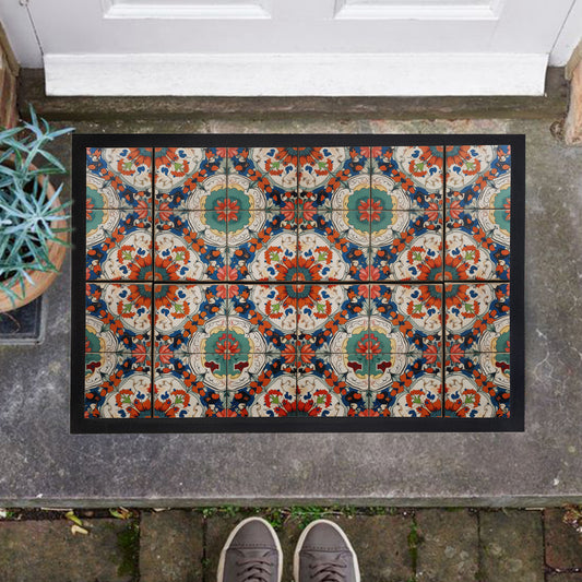 Hypnotic Flower Tiles Door Mat