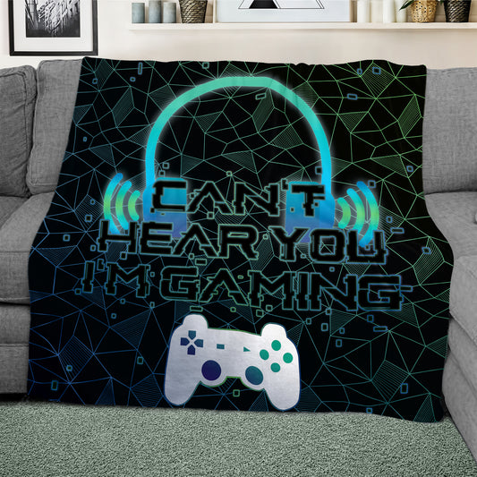 I'm Gaming Black Light Weight Fleece Blanket