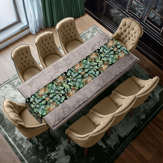 Green on Black Leaf Bouquet Table Runner By Mark Van Vuuren