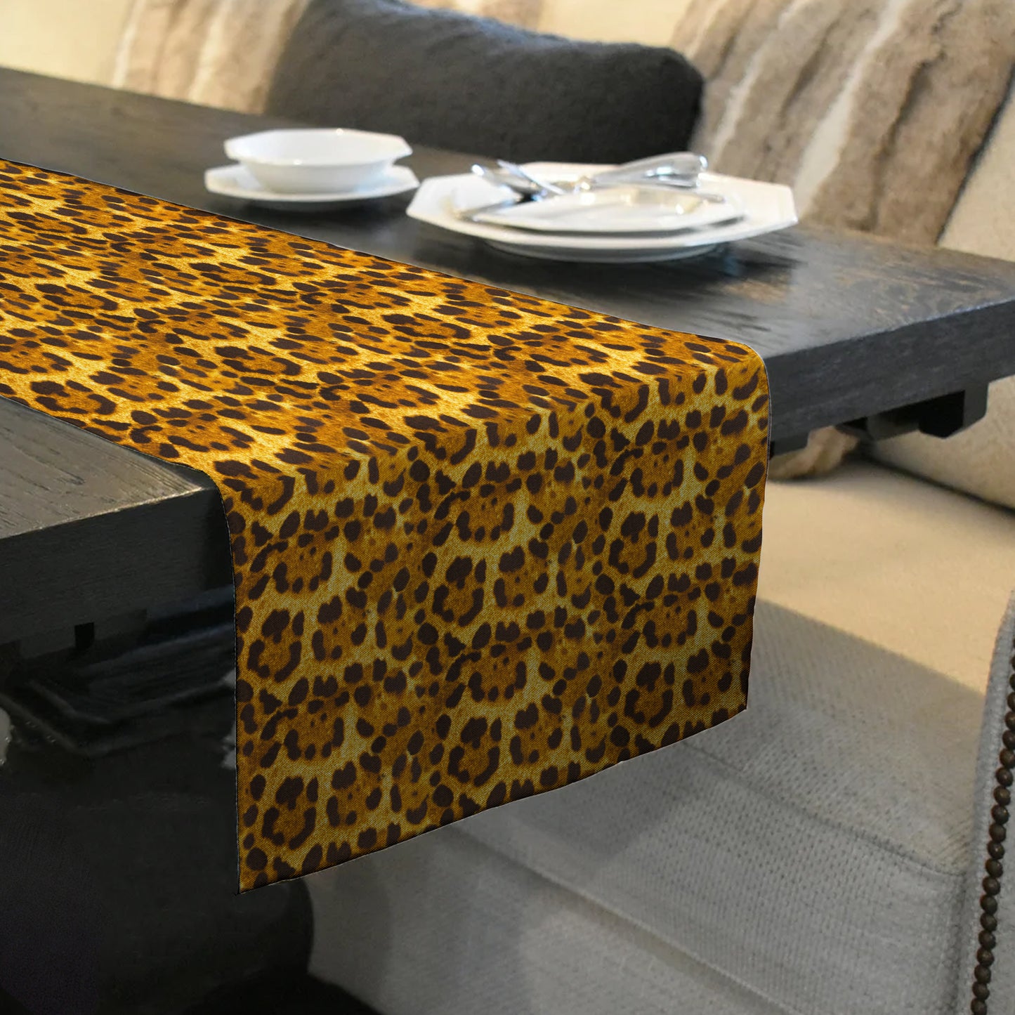 Imitation Leopard Fur Table Runner
