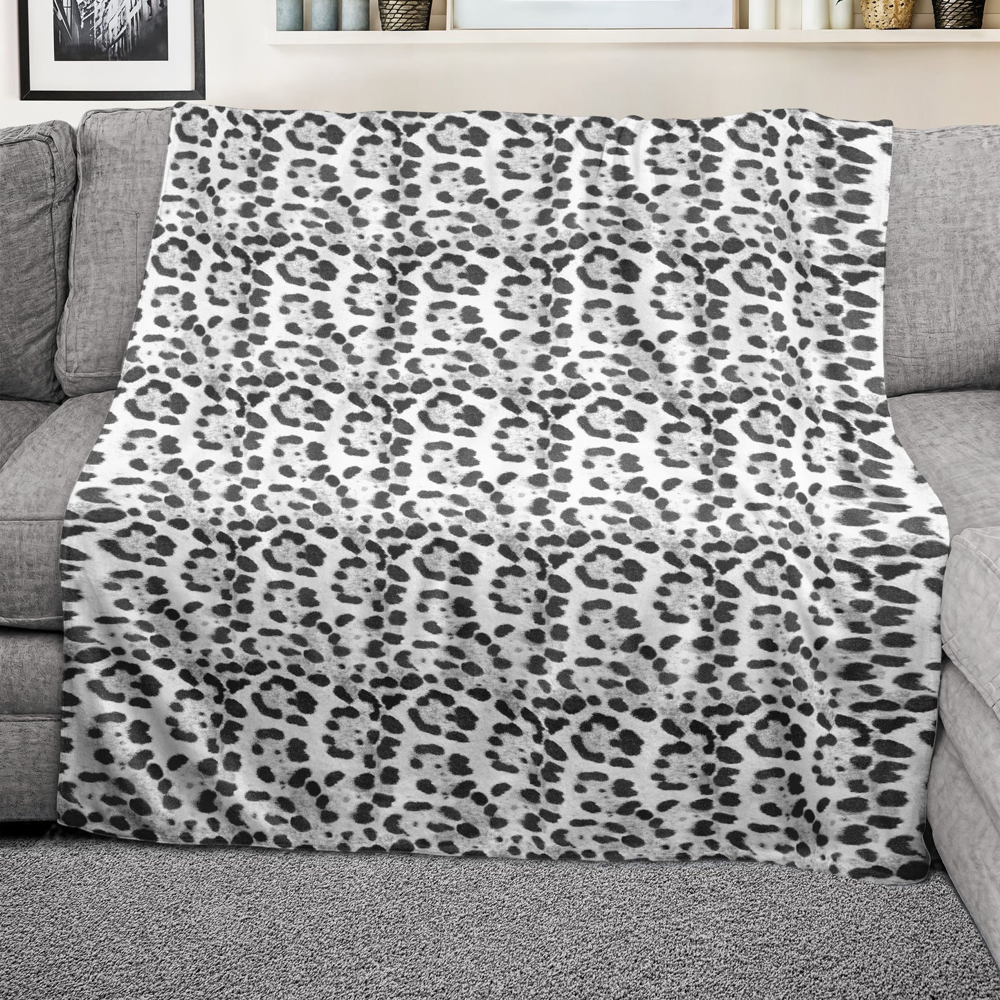 Imitation White Leopard Fur Light Weight Fleece Blanket