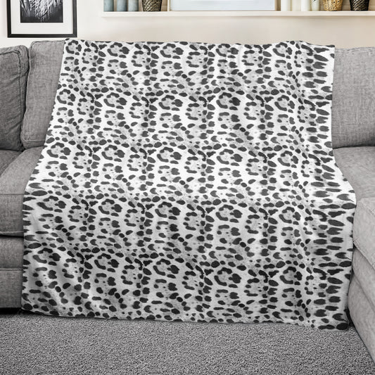 Imitation White Leopard Fur Light Weight Fleece Blanket