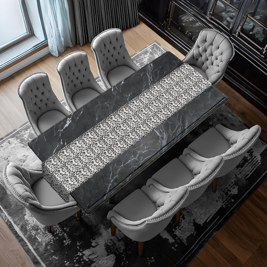 Imitation White Leopard Fur Table Runner
