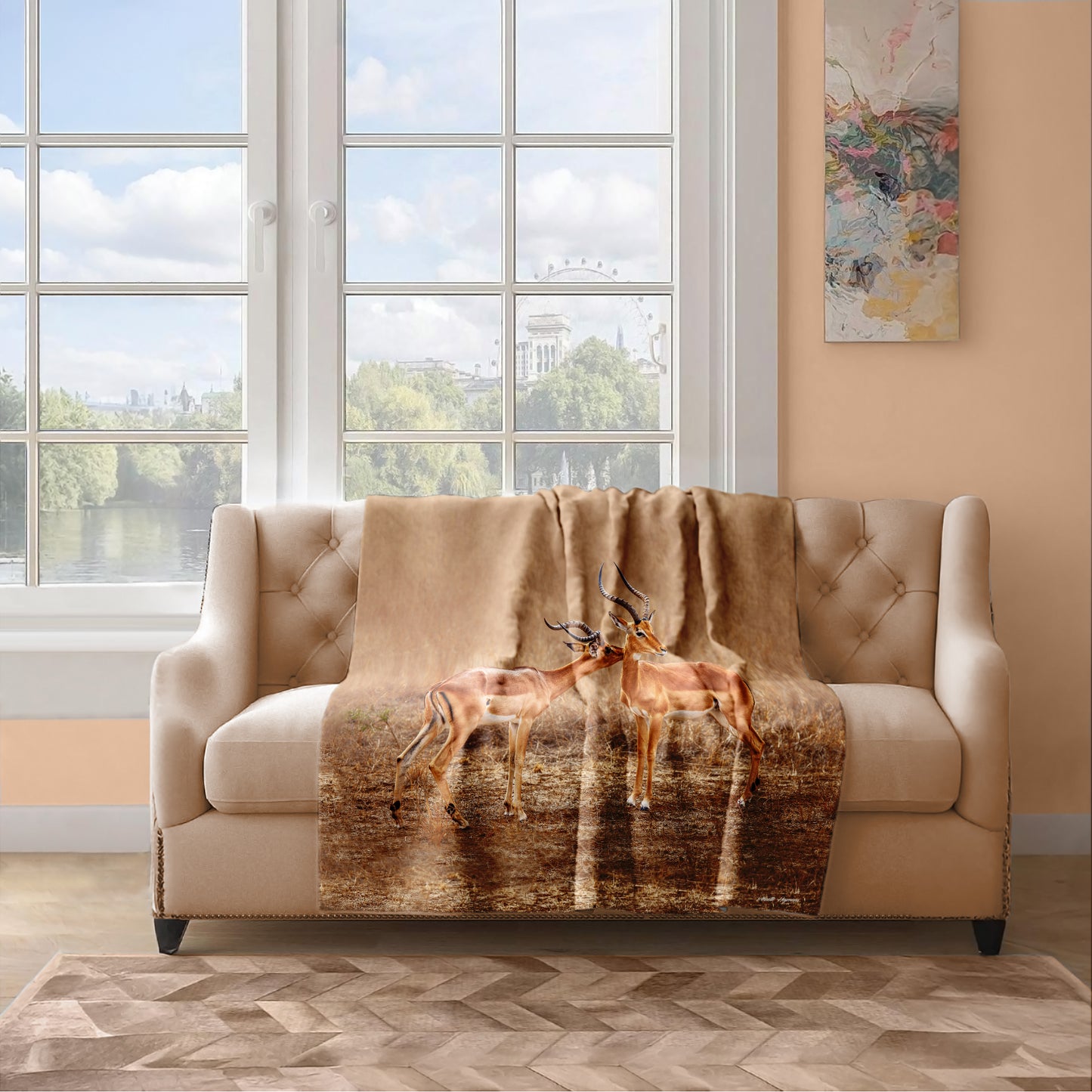 Impala Males Light Weight Fleece Blanket by Annette Heymans