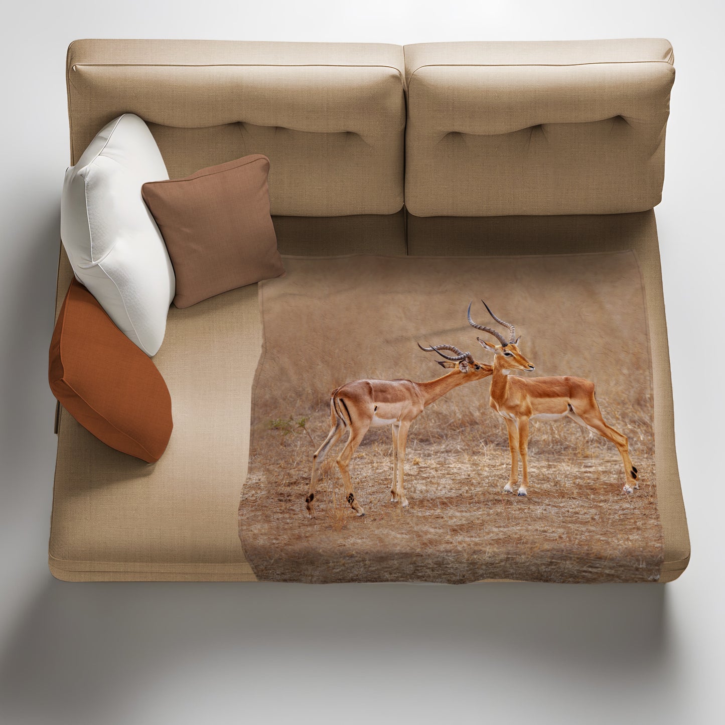 Impala Males Light Weight Fleece Blanket by Annette Heymans