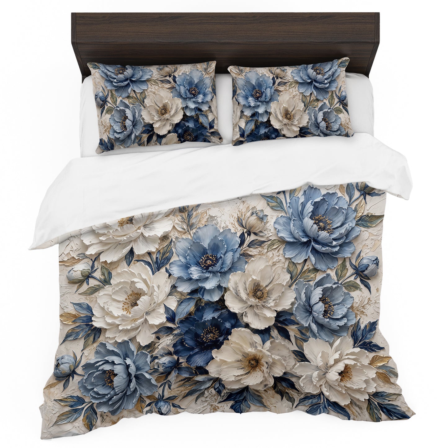 Impasto Blue Floral Duvet Cover Set