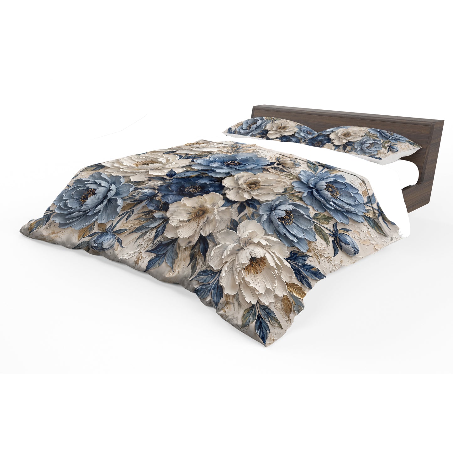 Impasto Blue Floral Duvet Cover Set