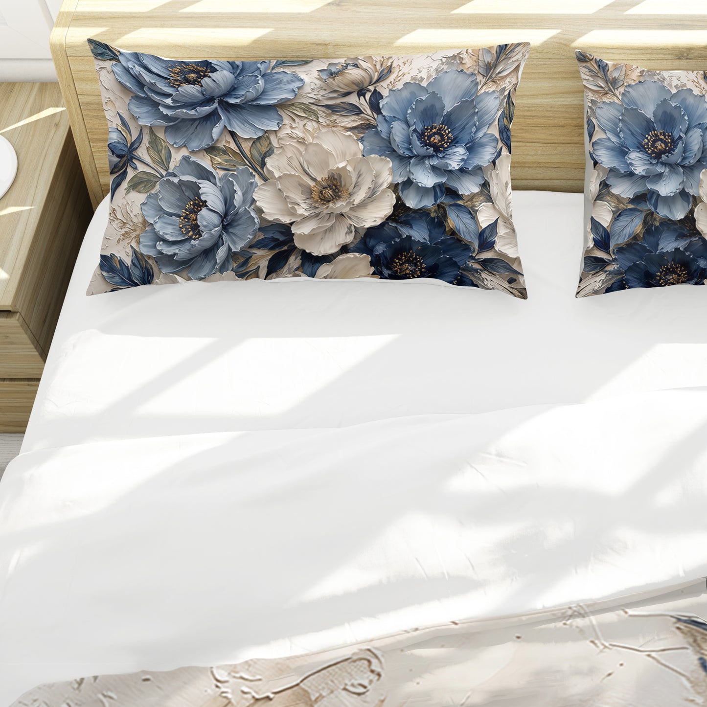 Impasto Blue Floral Duvet Cover Set