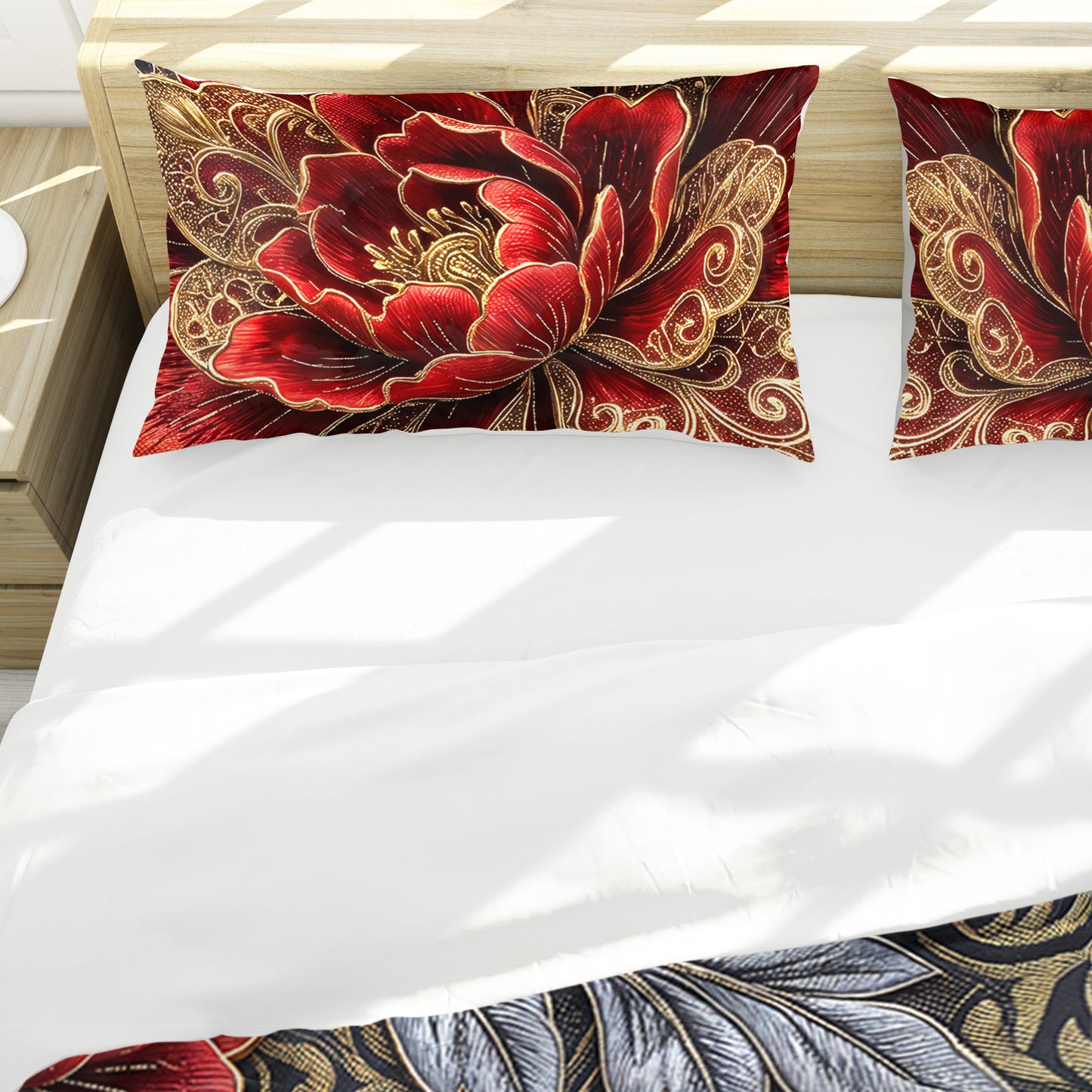 Imperial Red Peonies Duvet Cover Set