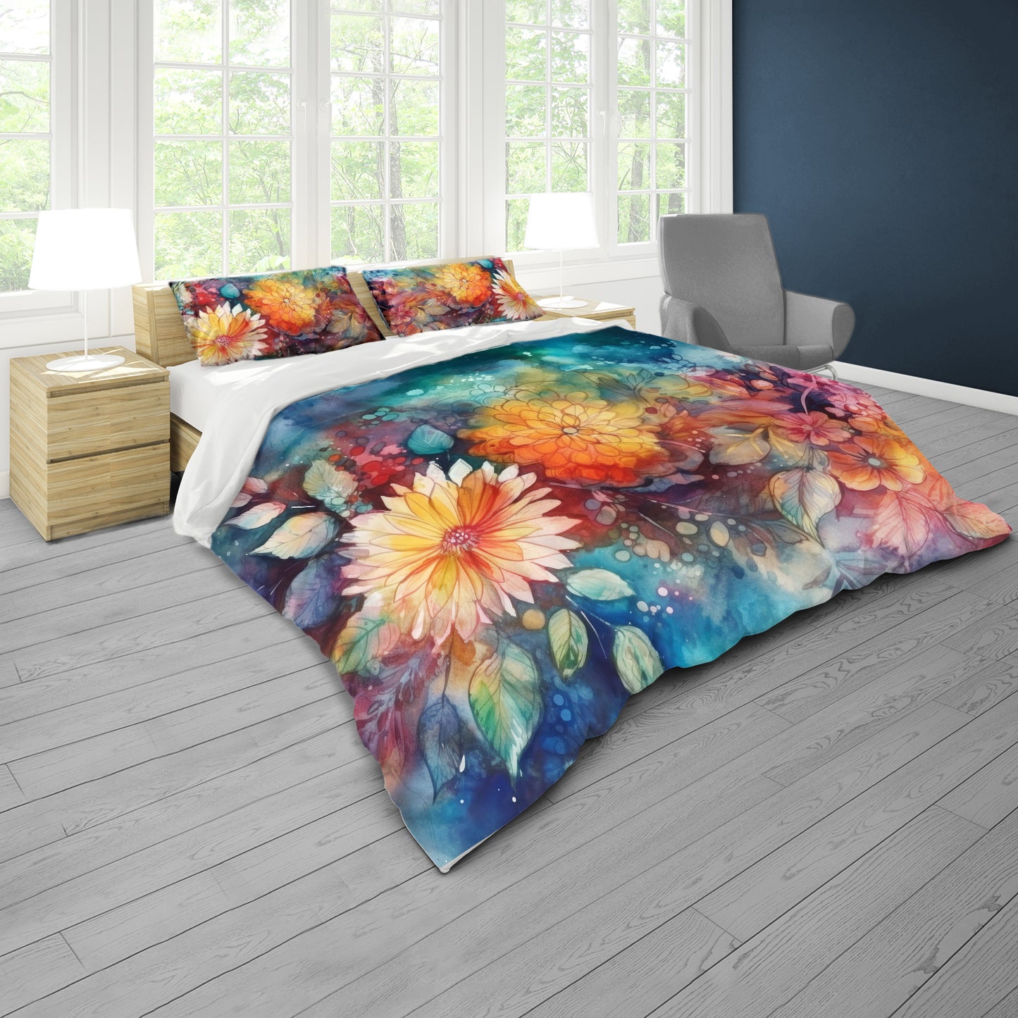 Indigo Bloom Duvet Cover Set