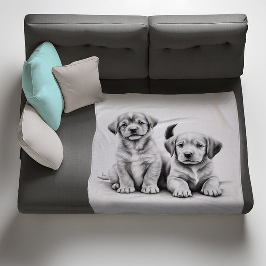 Innocent Eyes Puppies Light Weight Fleece Blanket by Nathan Pieterse