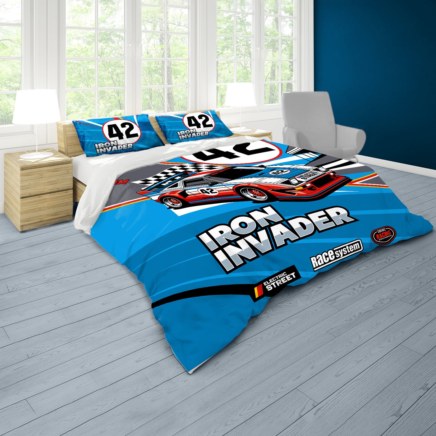 Iron Invader Racing Duvet Cover Set