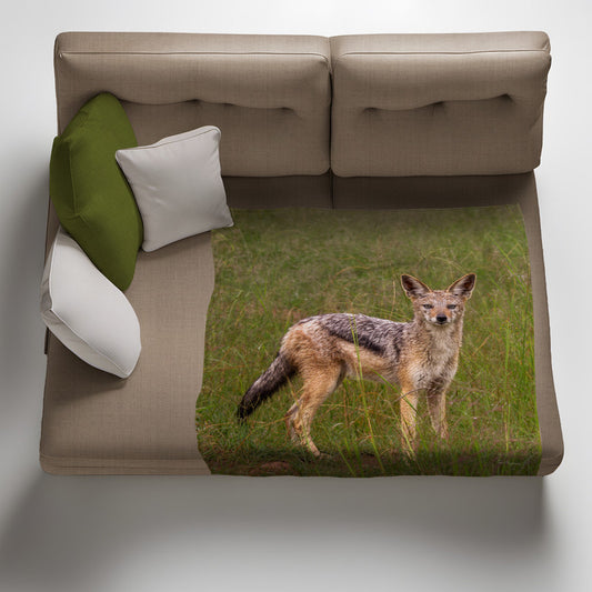 Jackal in Long Grass Light Weight Fleece by Fanie Heymans