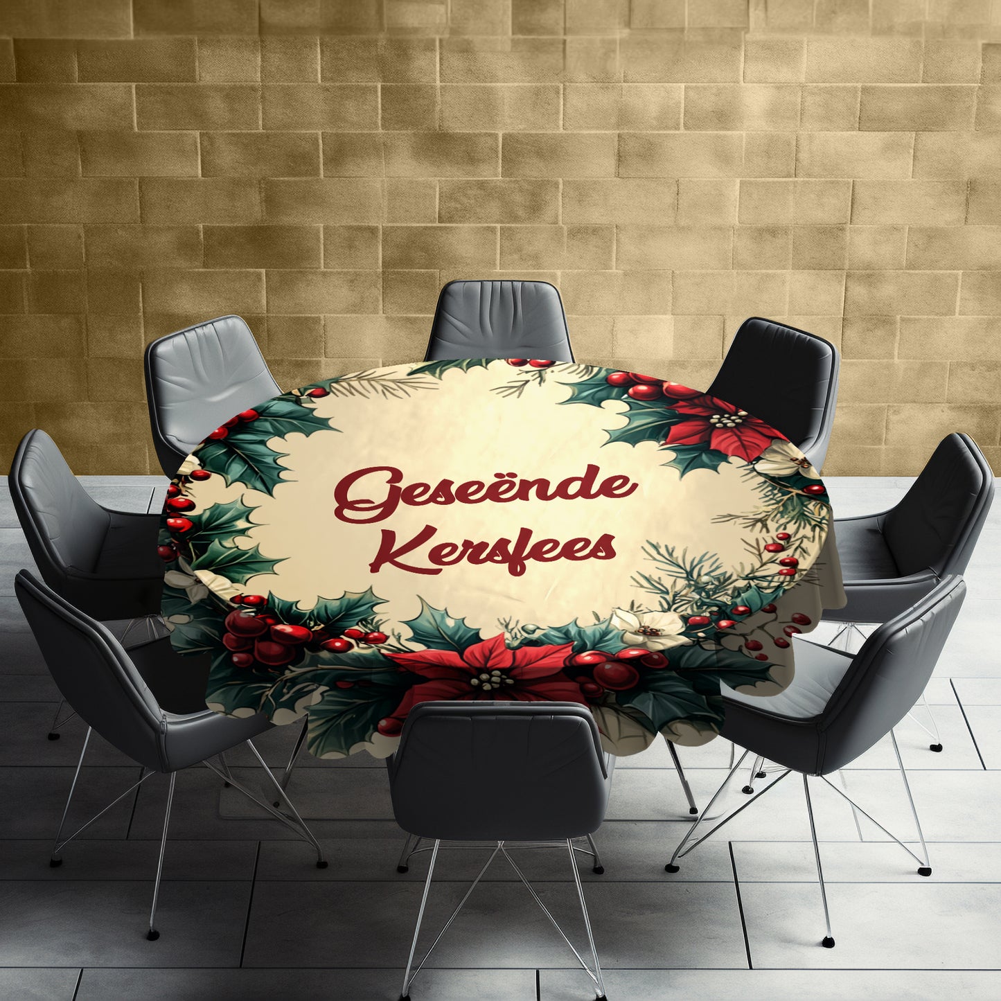 Joyful Christmas Round Tablecloth
